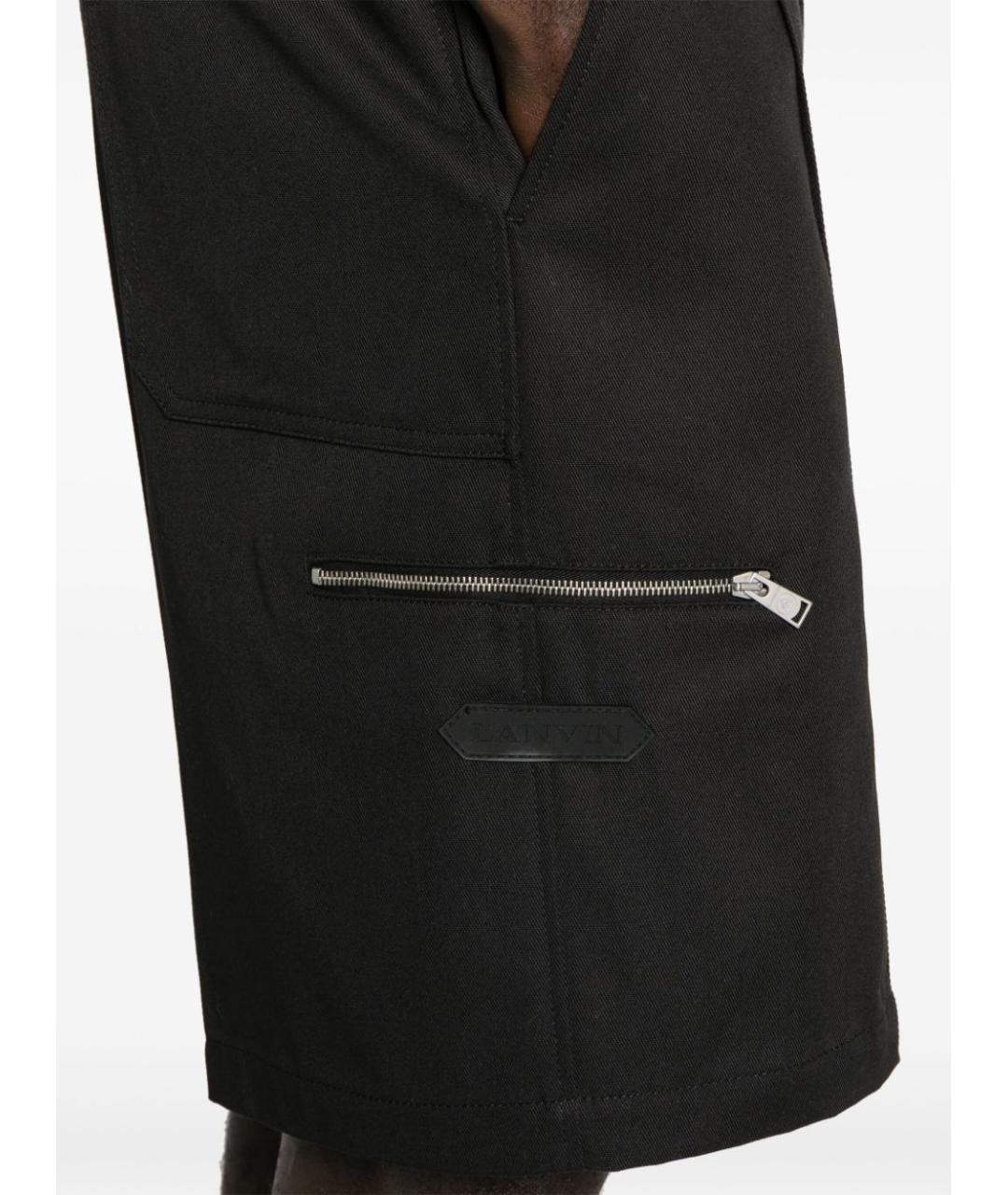 LANVIN Черные хлопковые шорты, фото 5