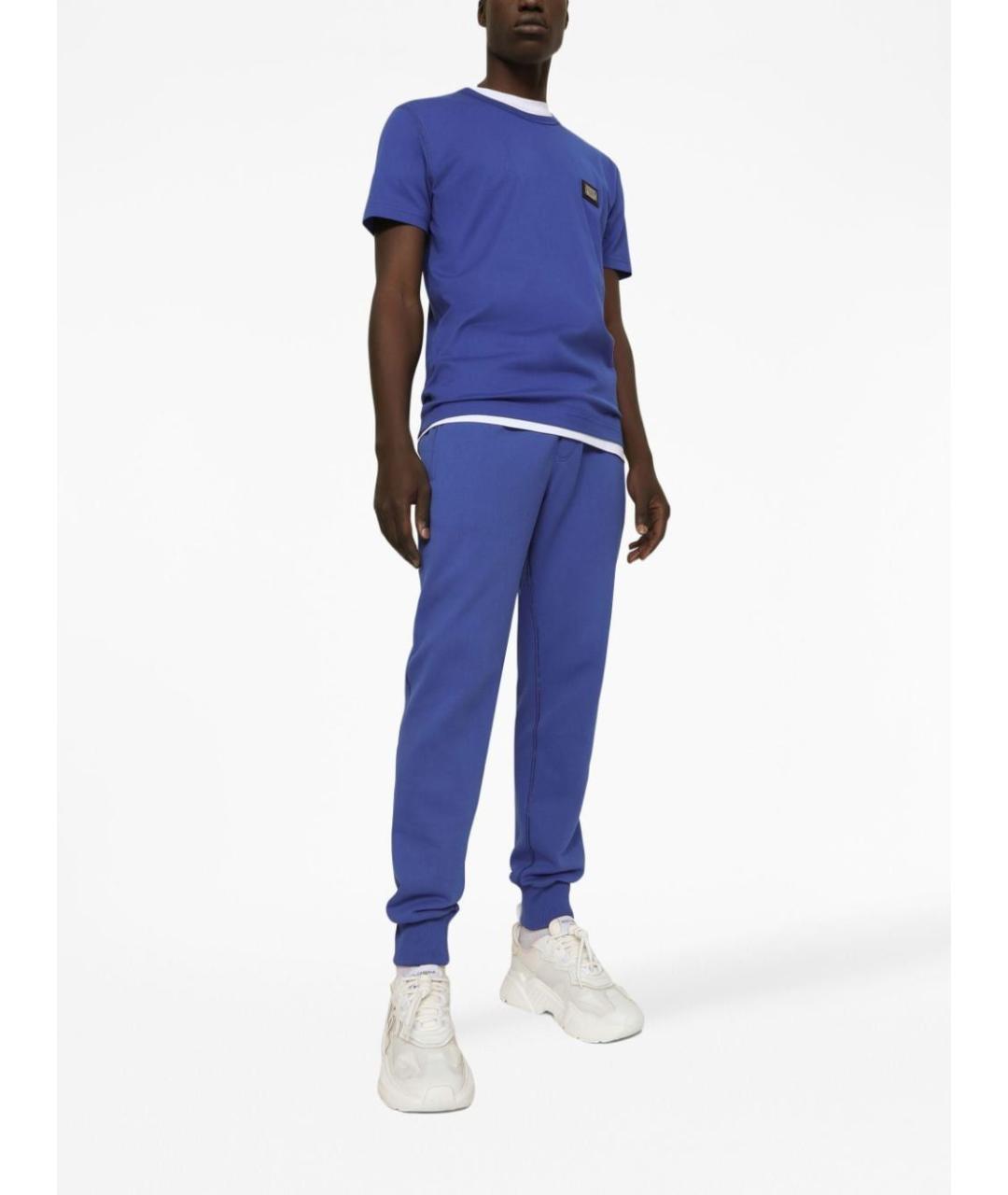 DOLCE&GABBANA Синяя хлопковая футболка, фото 2