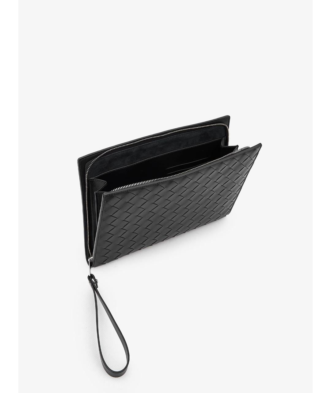 BOTTEGA VENETA Черная кожаная папка для документов, фото 5