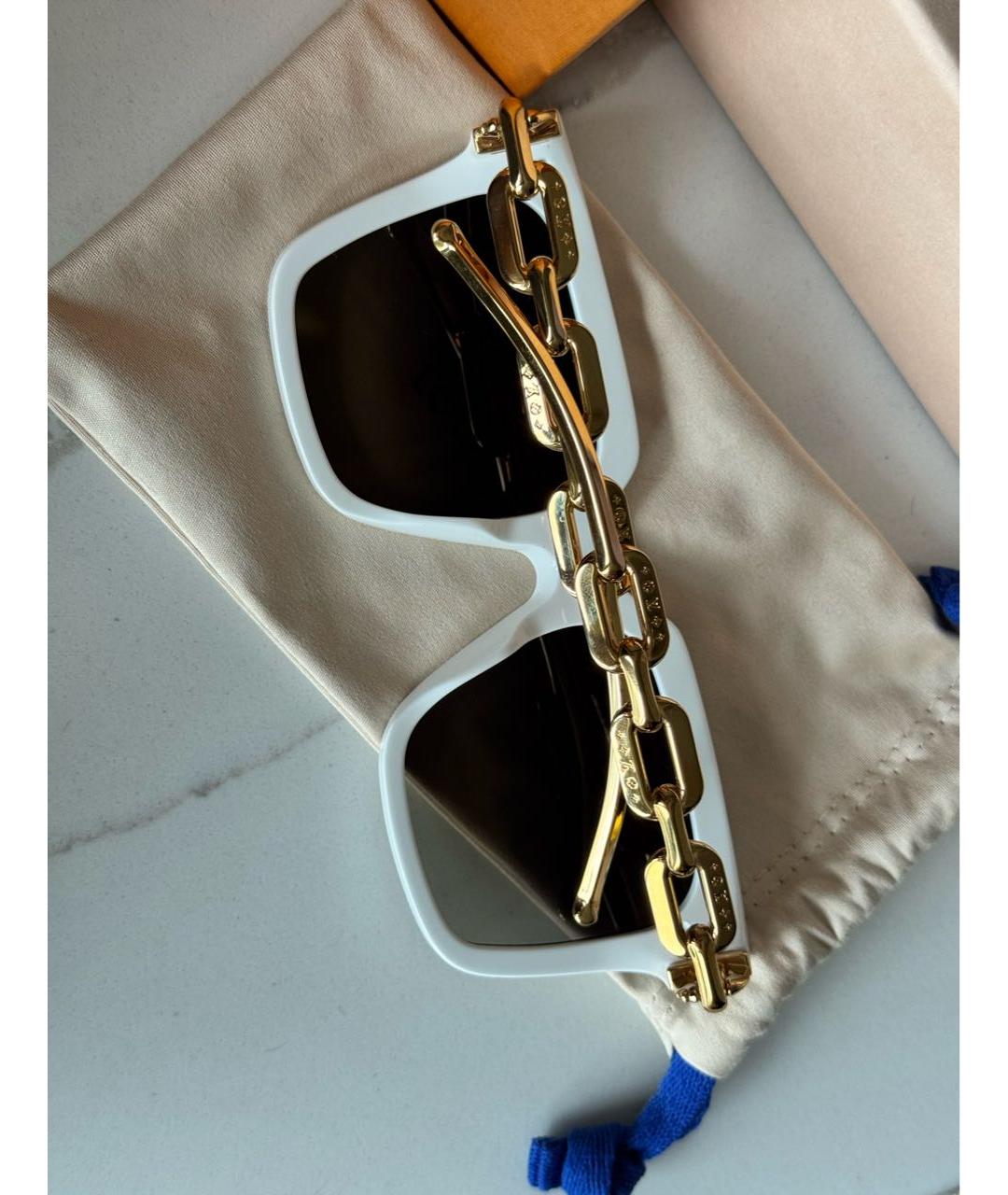 LOUIS VUITTON Белые пластиковые солнцезащитные очки, фото 8
