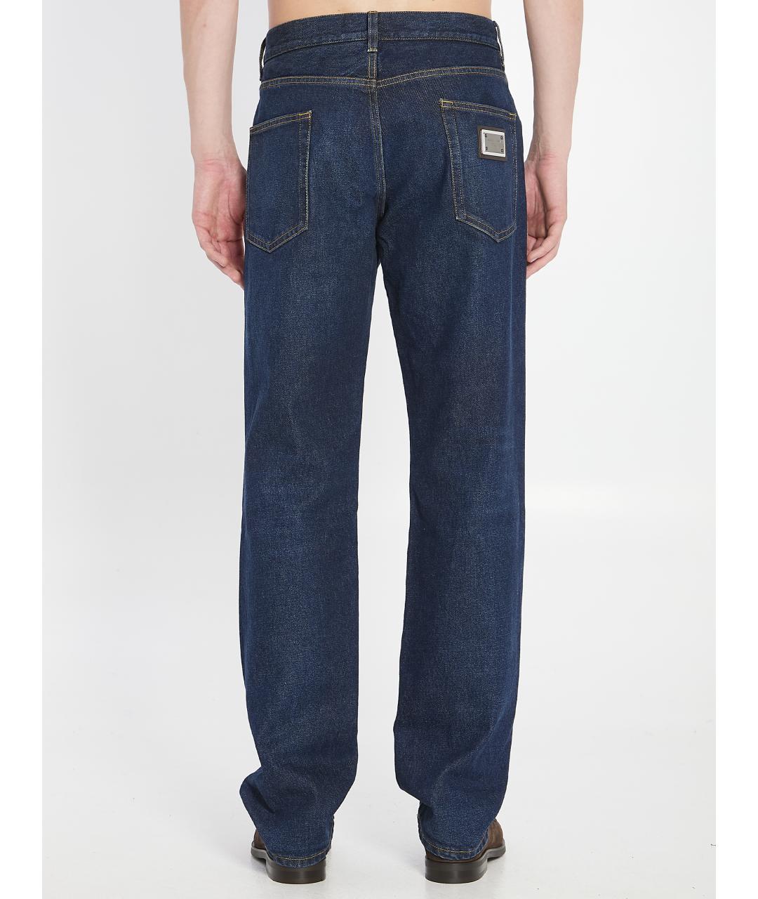 DOLCE&GABBANA Синие хлопко-эластановые прямые джинсы, фото 4