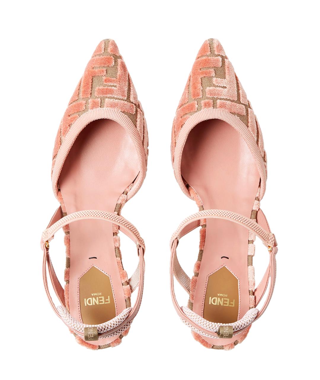 FENDI Розовые текстильные туфли, фото 4