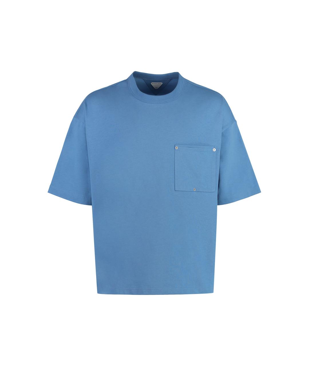 BOTTEGA VENETA Голубая хлопковая футболка, фото 1