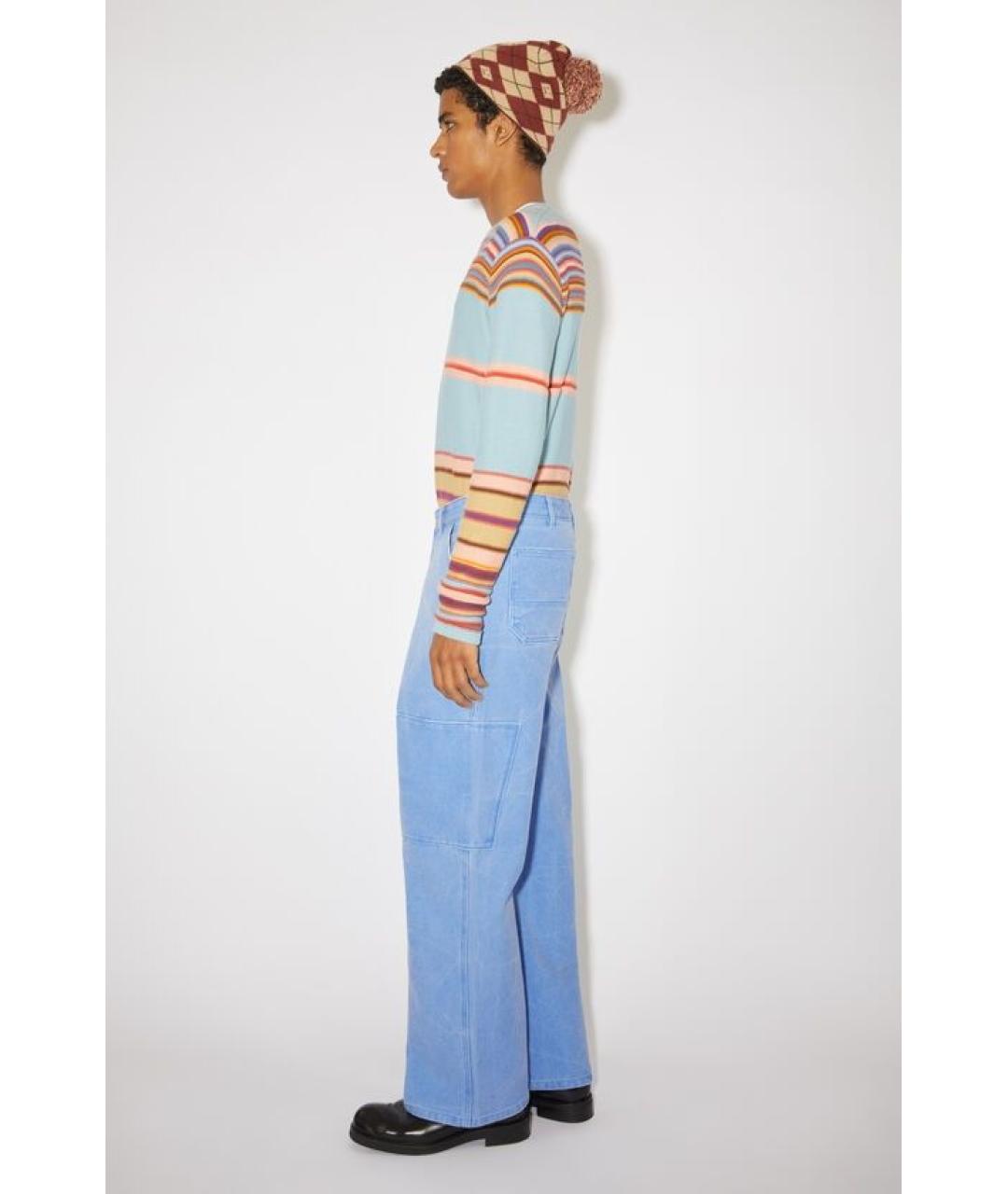 ACNE STUDIOS Синие хлопковые повседневные брюки, фото 3