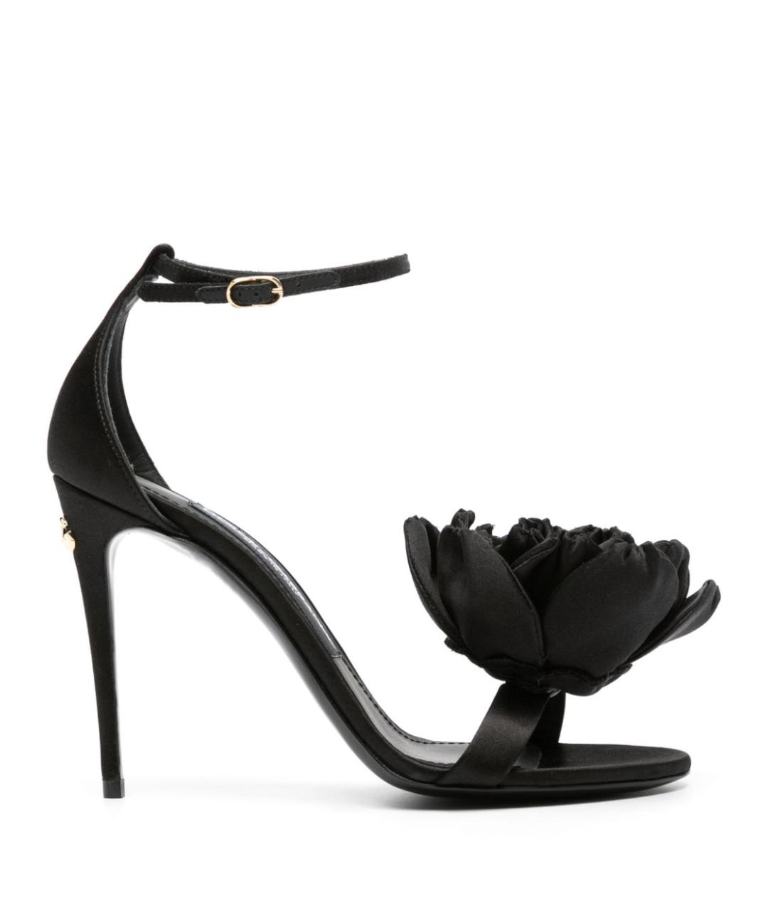 DOLCE&GABBANA Черные кожаные босоножки, фото 1