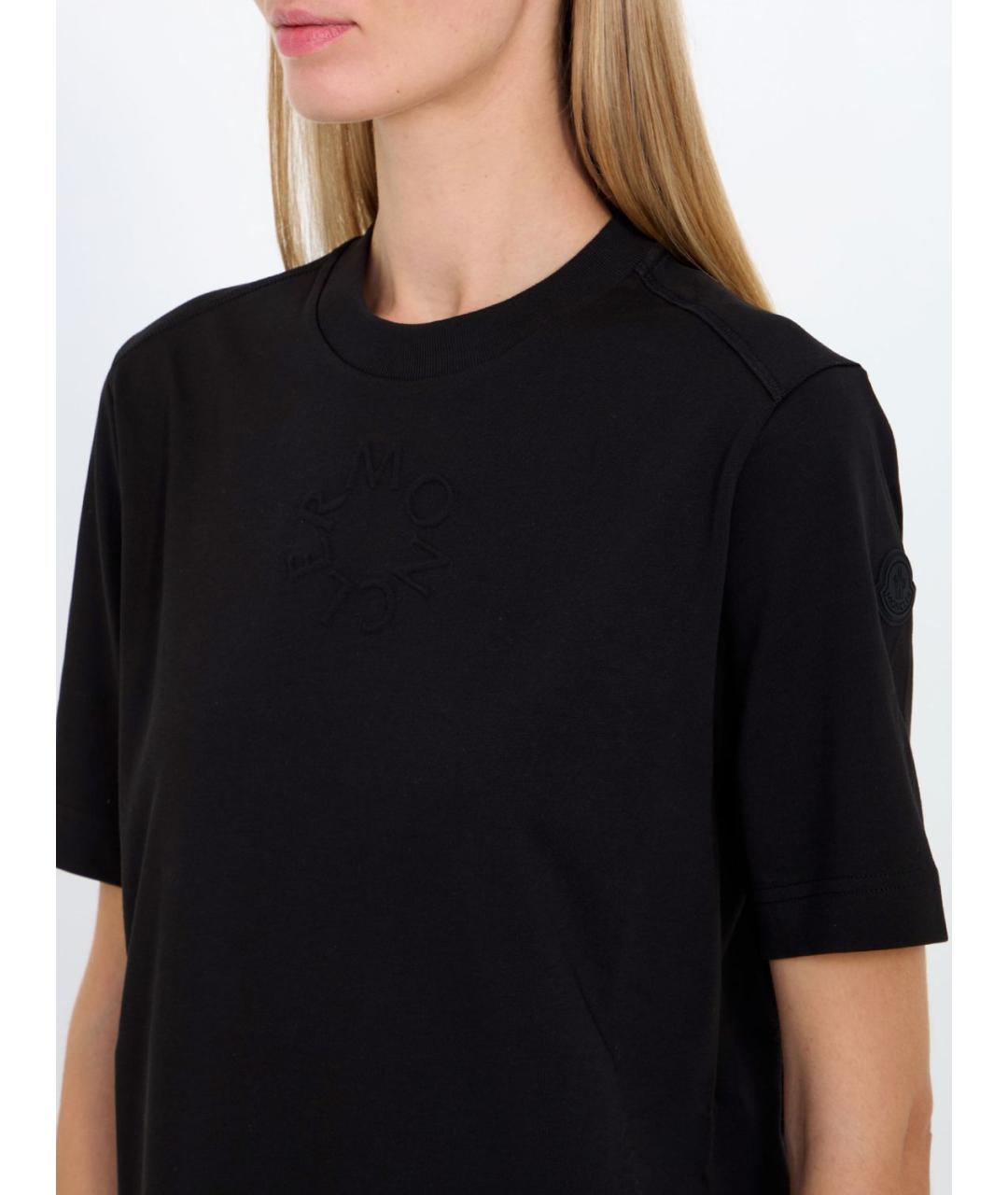 MONCLER Черная хлопковая футболка, фото 4