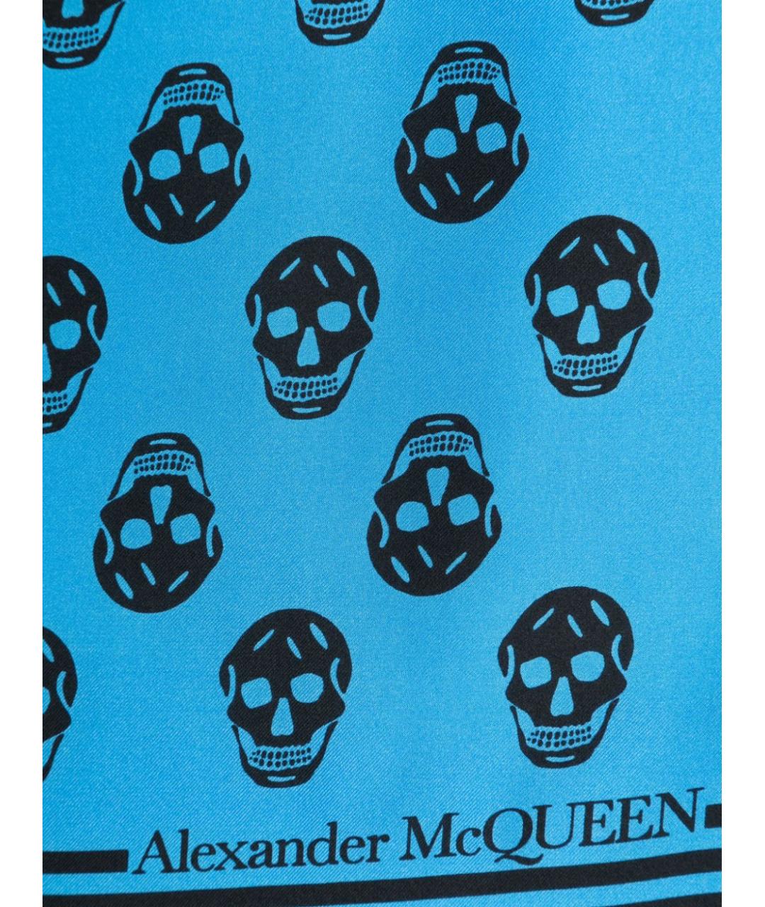 ALEXANDER MCQUEEN Синий шелковый шарф, фото 2