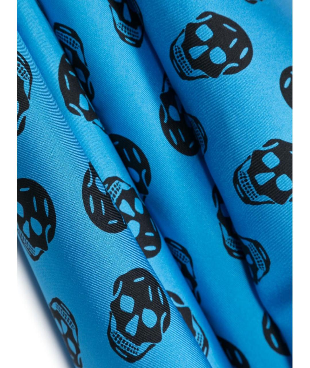 ALEXANDER MCQUEEN Синий шелковый шарф, фото 3