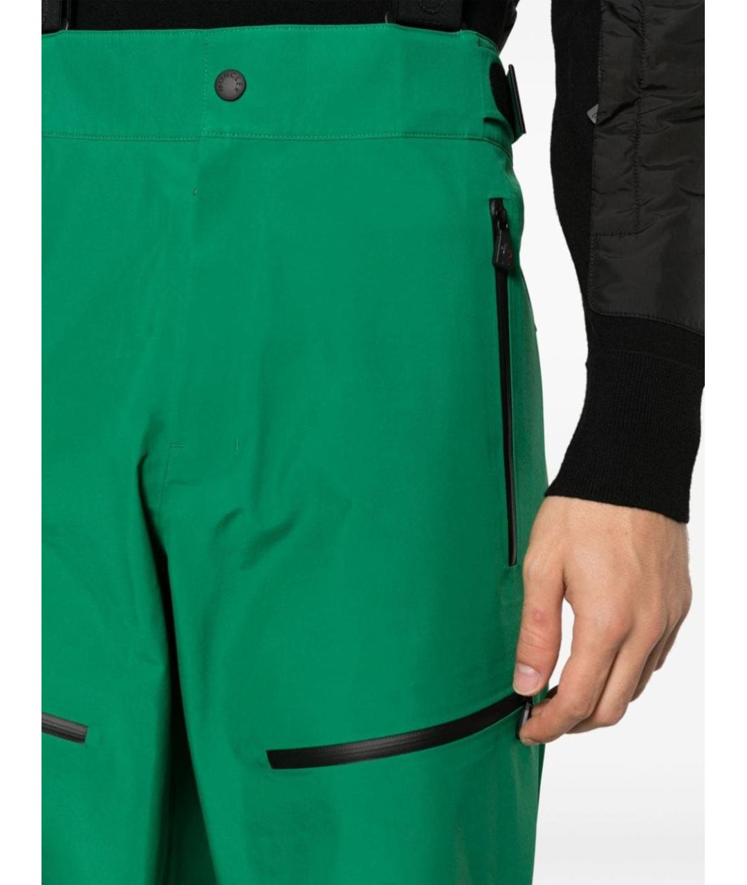 MONCLER Зеленые полиамидовые повседневные брюки, фото 5