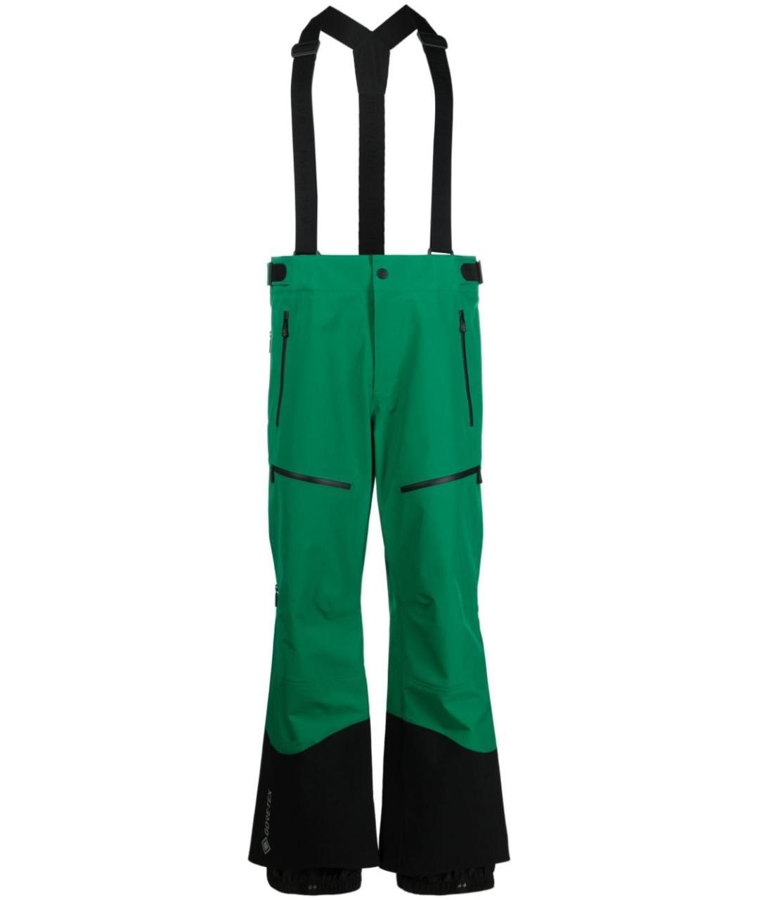 MONCLER Зеленые полиамидовые повседневные брюки, фото 1