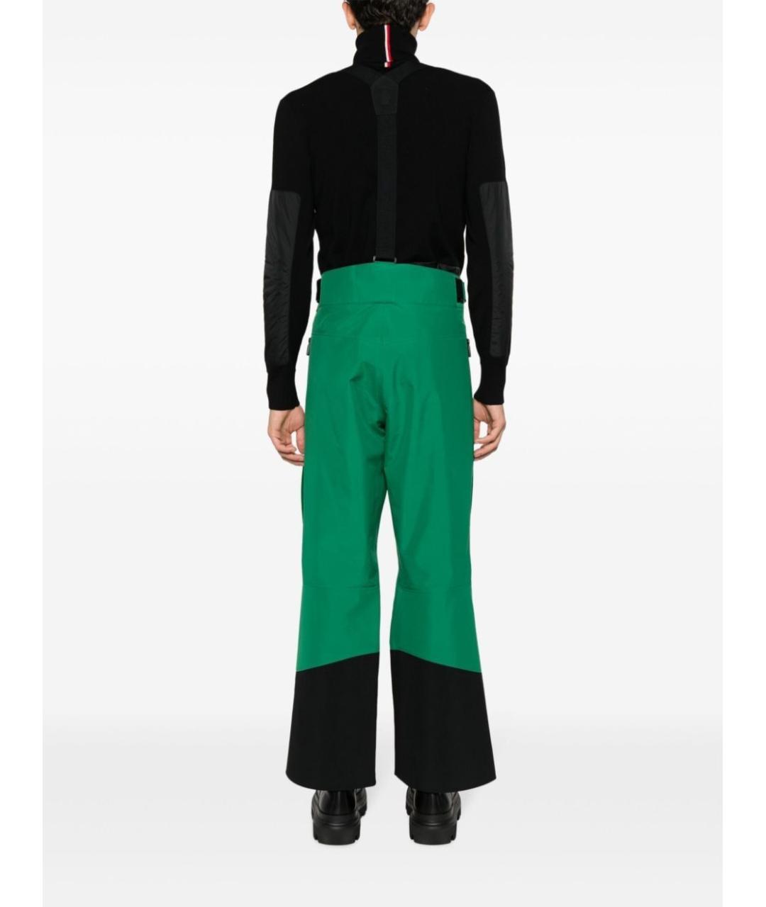 MONCLER Зеленые полиамидовые повседневные брюки, фото 4