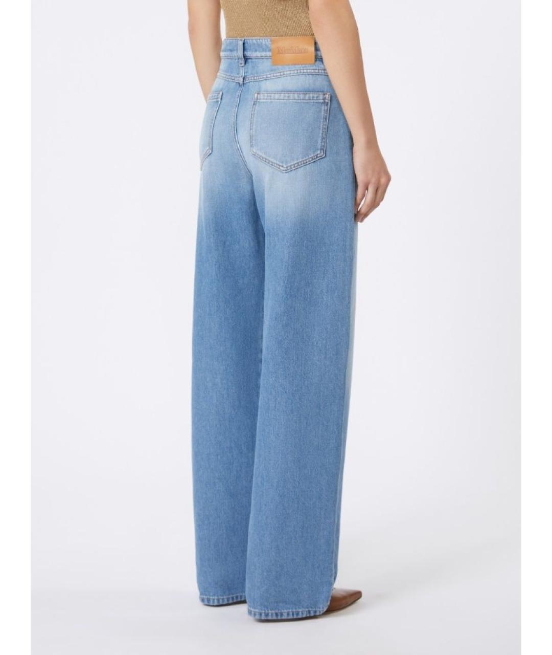 MAX MARA STUDIO Голубые хлопковые прямые брюки, фото 3