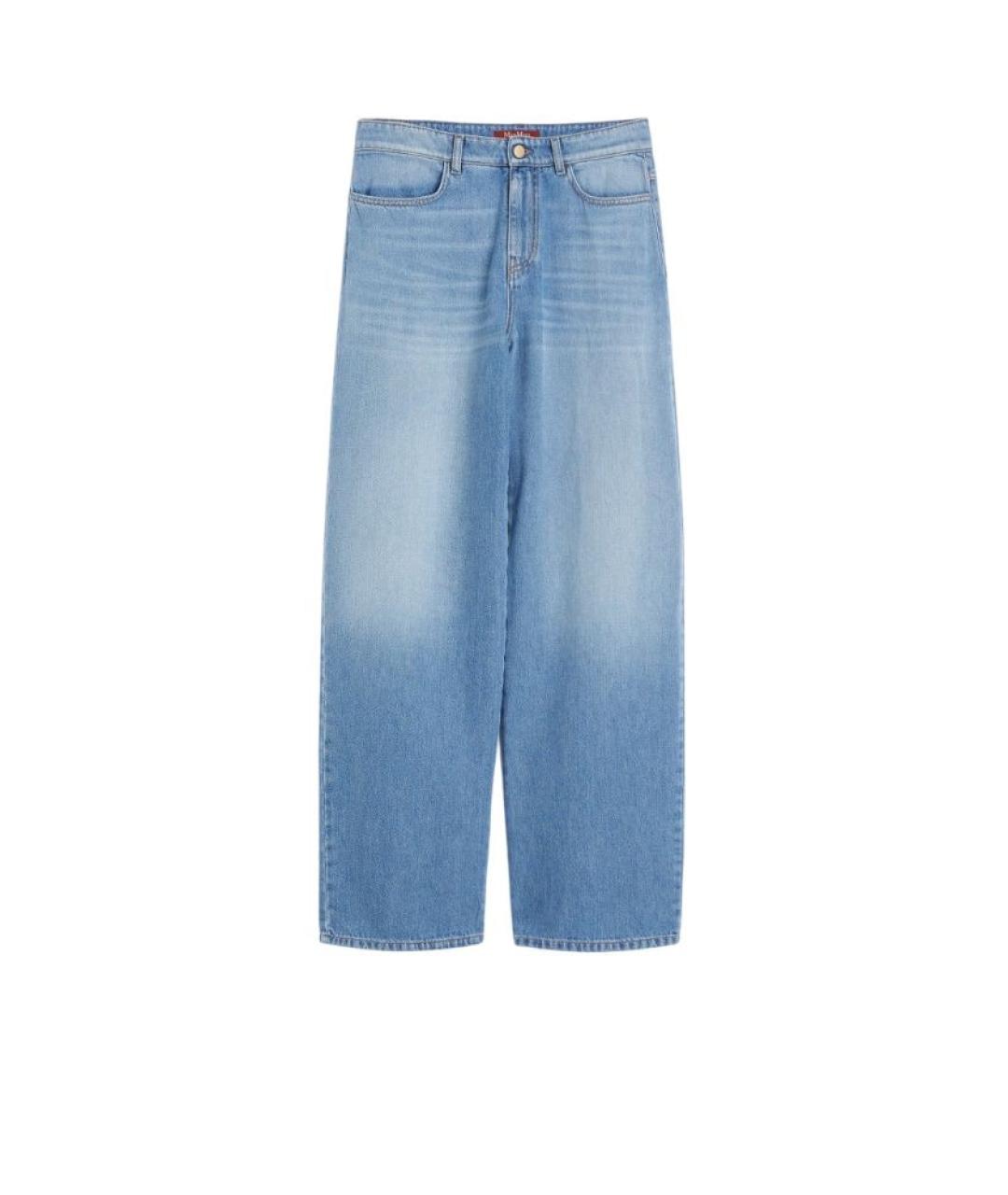 MAX MARA STUDIO Голубые хлопковые прямые брюки, фото 1