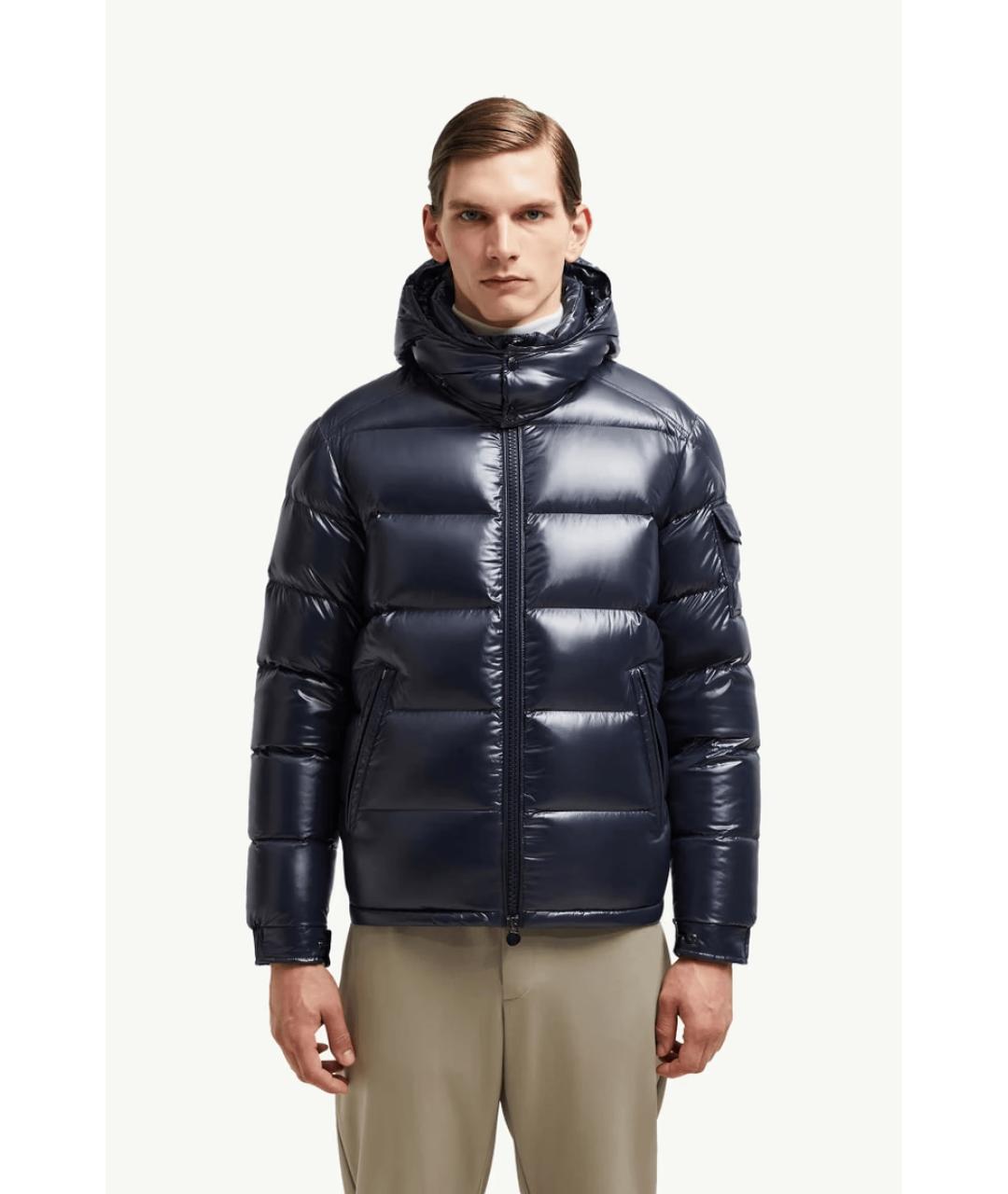 MONCLER Синий полиамидовый пуховик, фото 2