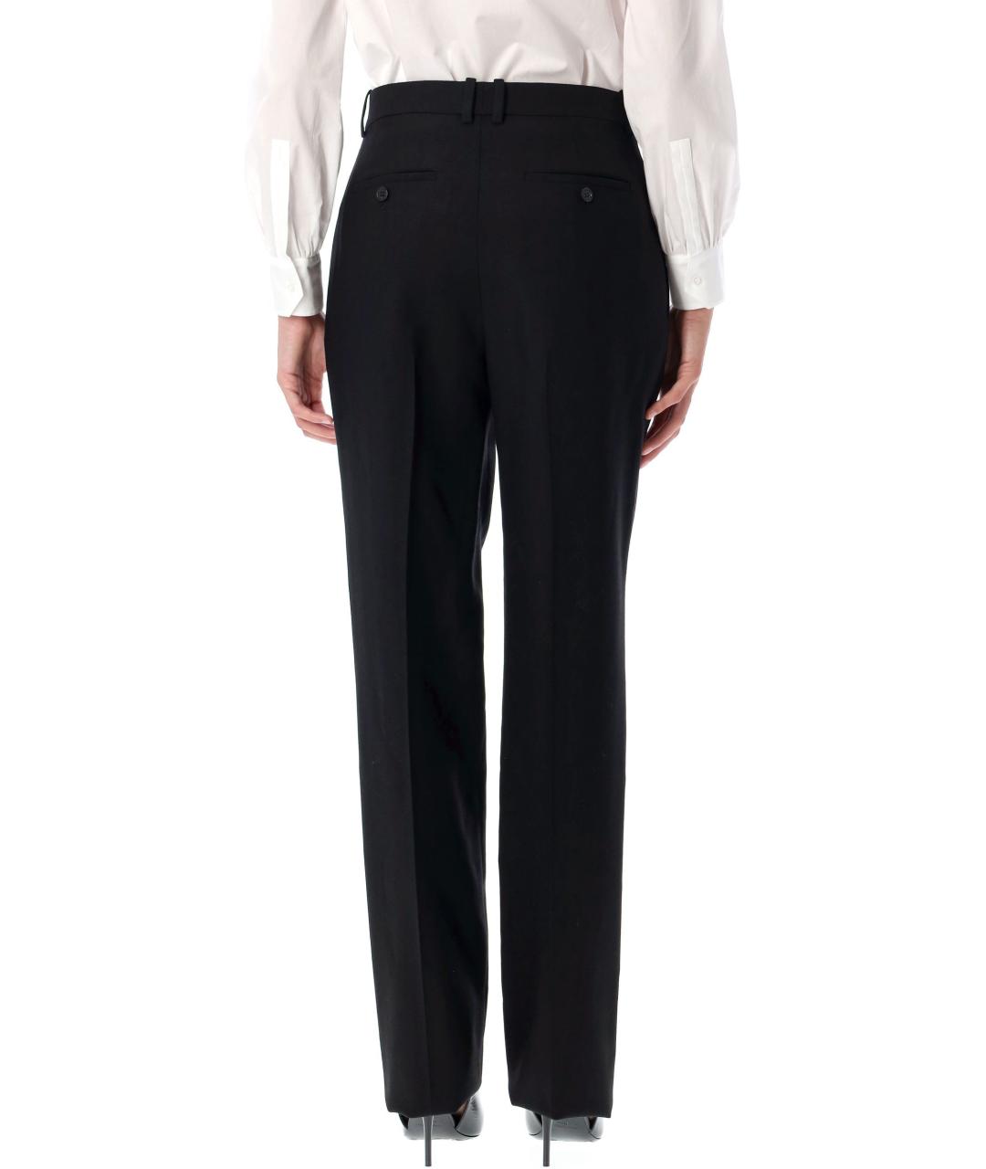 SAINT LAURENT Черные шерстяные прямые брюки, фото 3