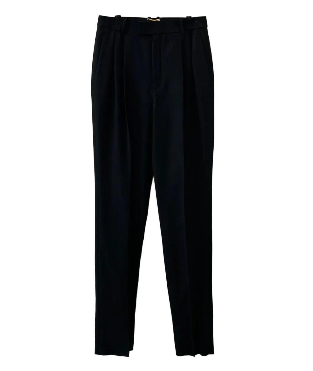 SAINT LAURENT Черные шерстяные прямые брюки, фото 1