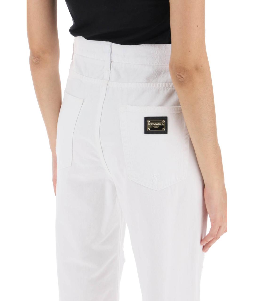 DOLCE&GABBANA Белые хлопковые прямые брюки, фото 4