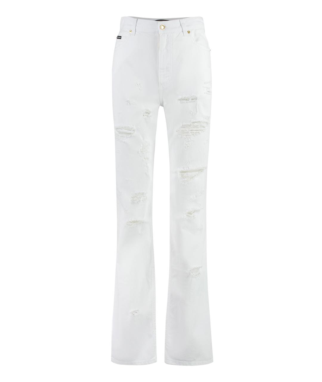 DOLCE&GABBANA Белые хлопковые прямые брюки, фото 1