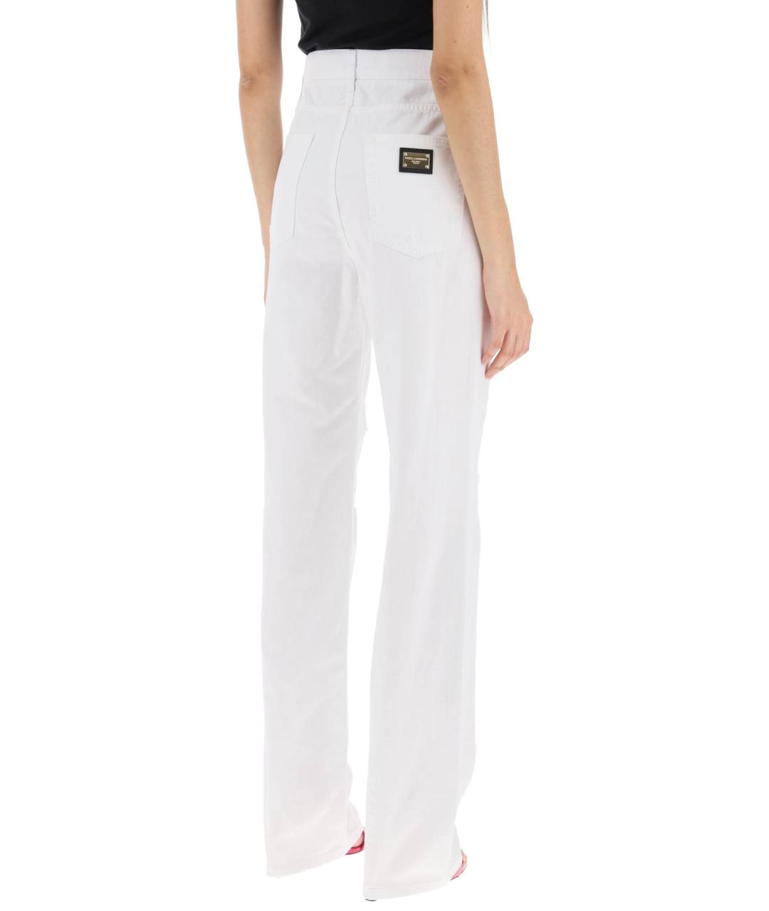 DOLCE&GABBANA Белые хлопковые прямые брюки, фото 3