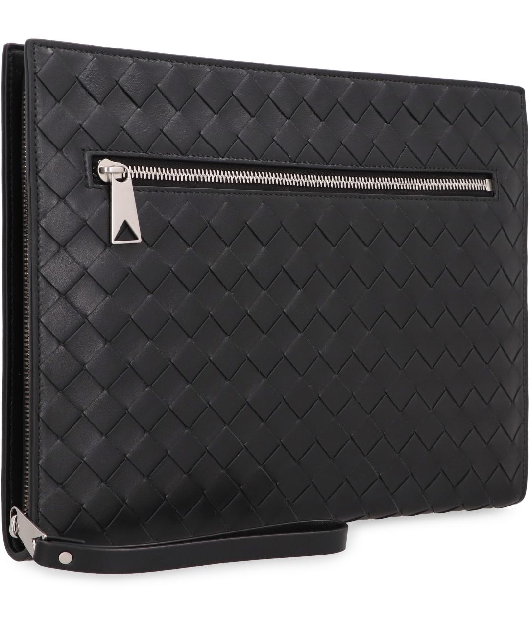 BOTTEGA VENETA Черная кожаная папка для документов, фото 3