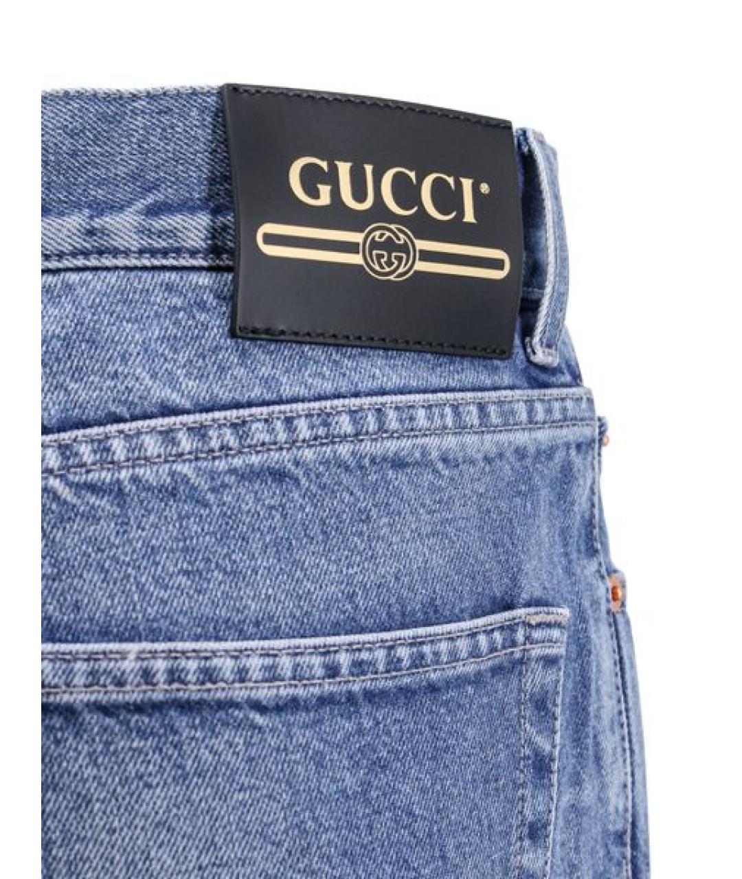 GUCCI Синие хлопковые прямые джинсы, фото 3