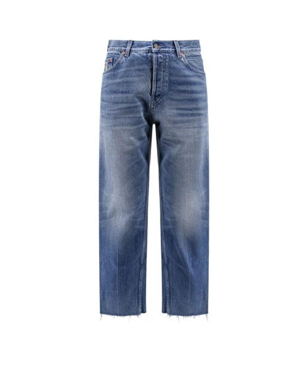 GUCCI Синие хлопковые прямые джинсы, фото 1