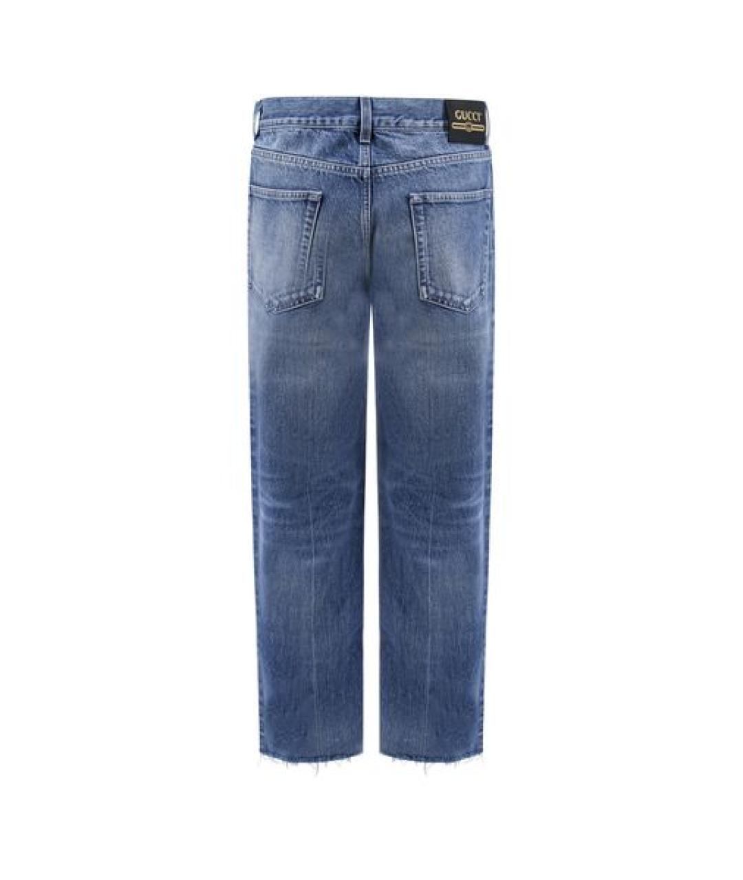 GUCCI Синие хлопковые прямые джинсы, фото 2