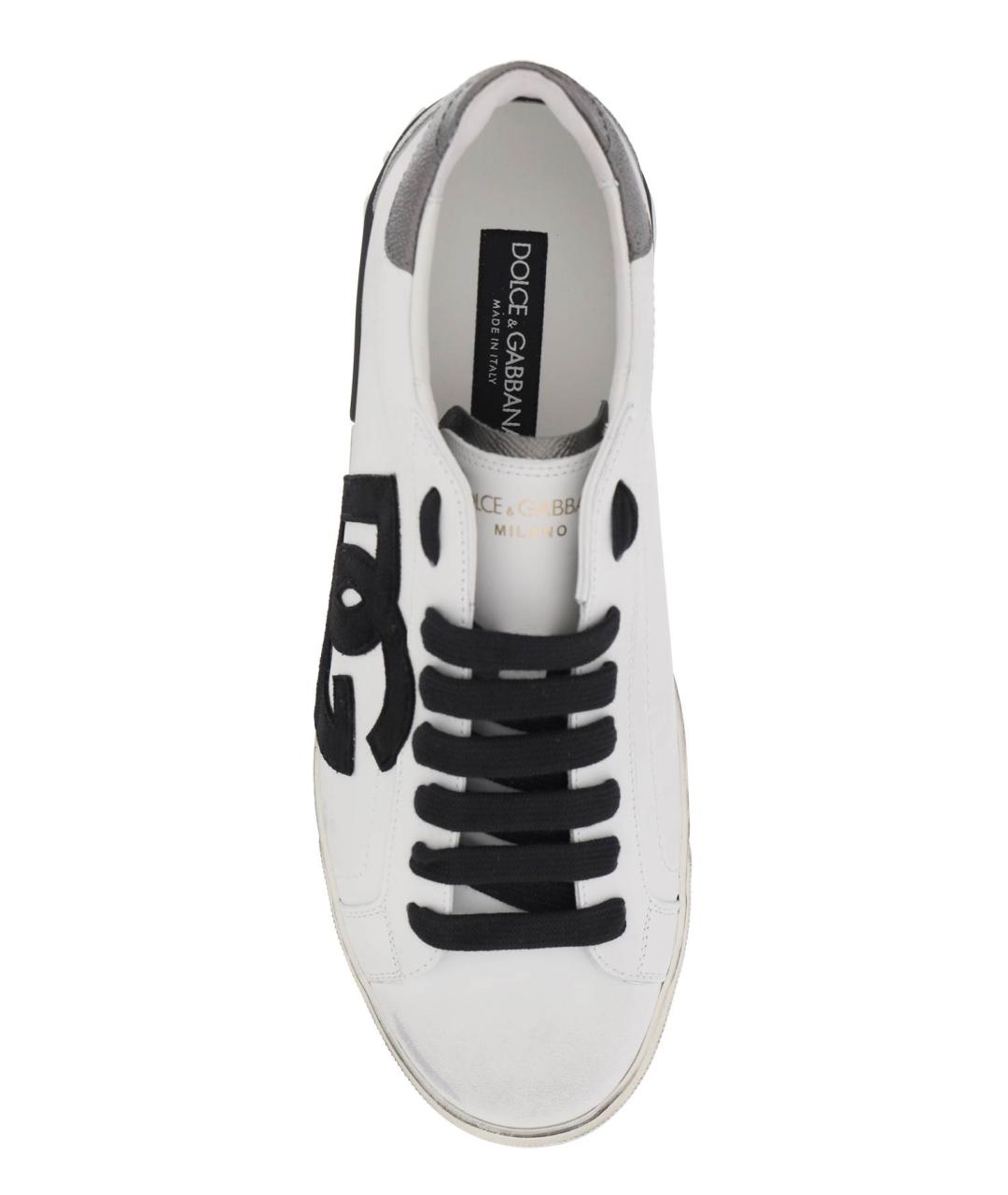 DOLCE&GABBANA Белые кожаные низкие кроссовки / кеды, фото 3