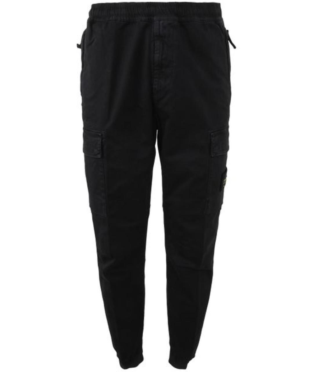 STONE ISLAND Черные хлопковые повседневные брюки, фото 1