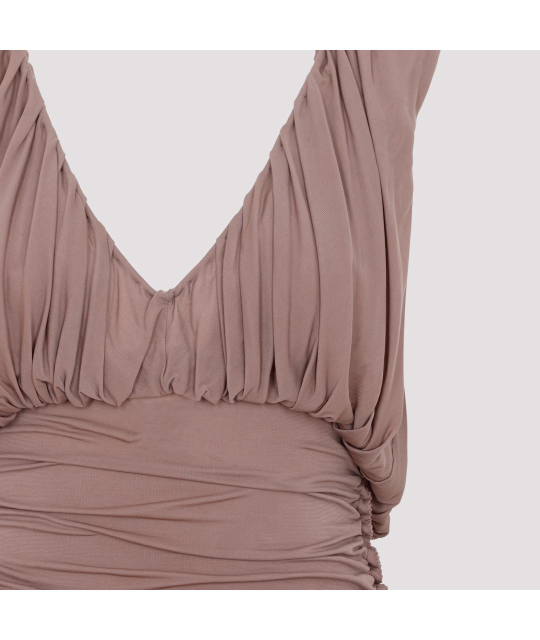 SAINT LAURENT Бежевое вискозное повседневное платье, фото 3