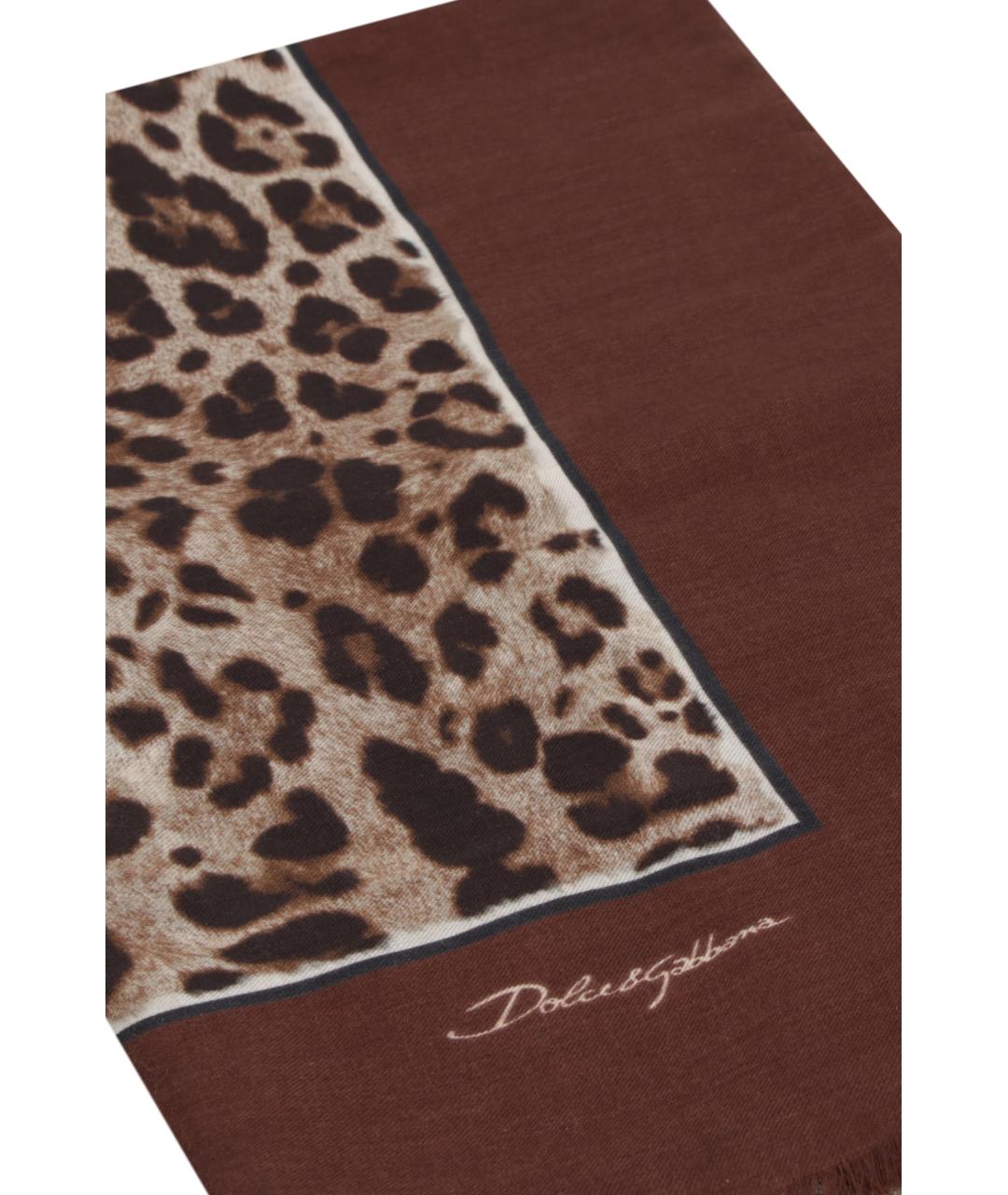 DOLCE&GABBANA Коричневый кашемировый шарф, фото 2