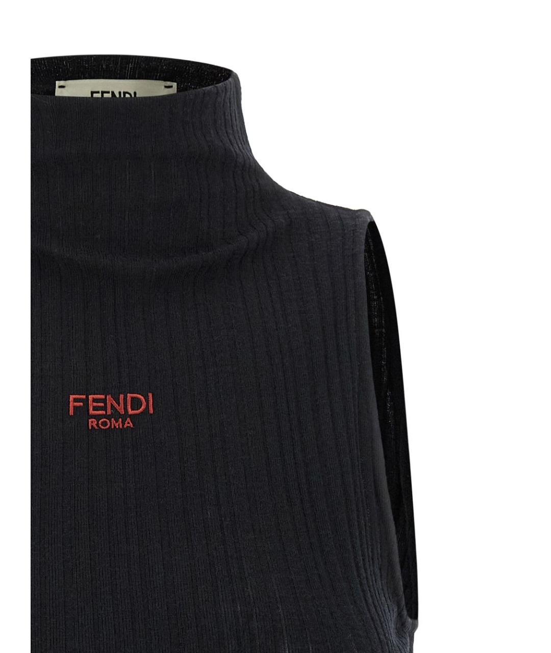 FENDI Черная полиэстеровая майка, фото 4