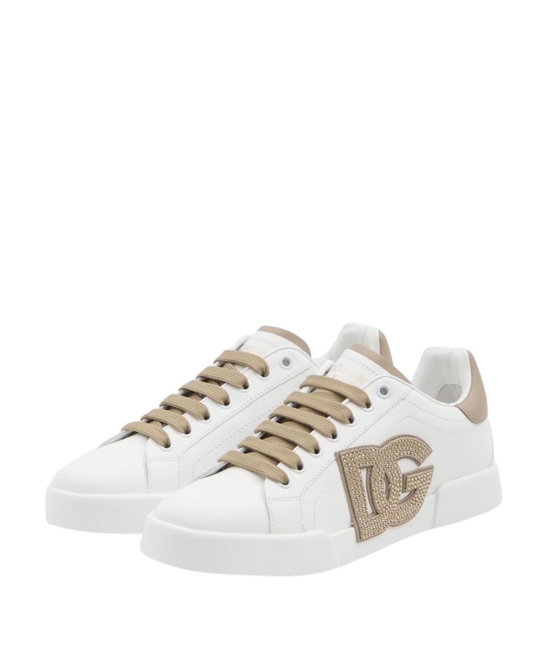 DOLCE&GABBANA Белые кожаные кеды, фото 2