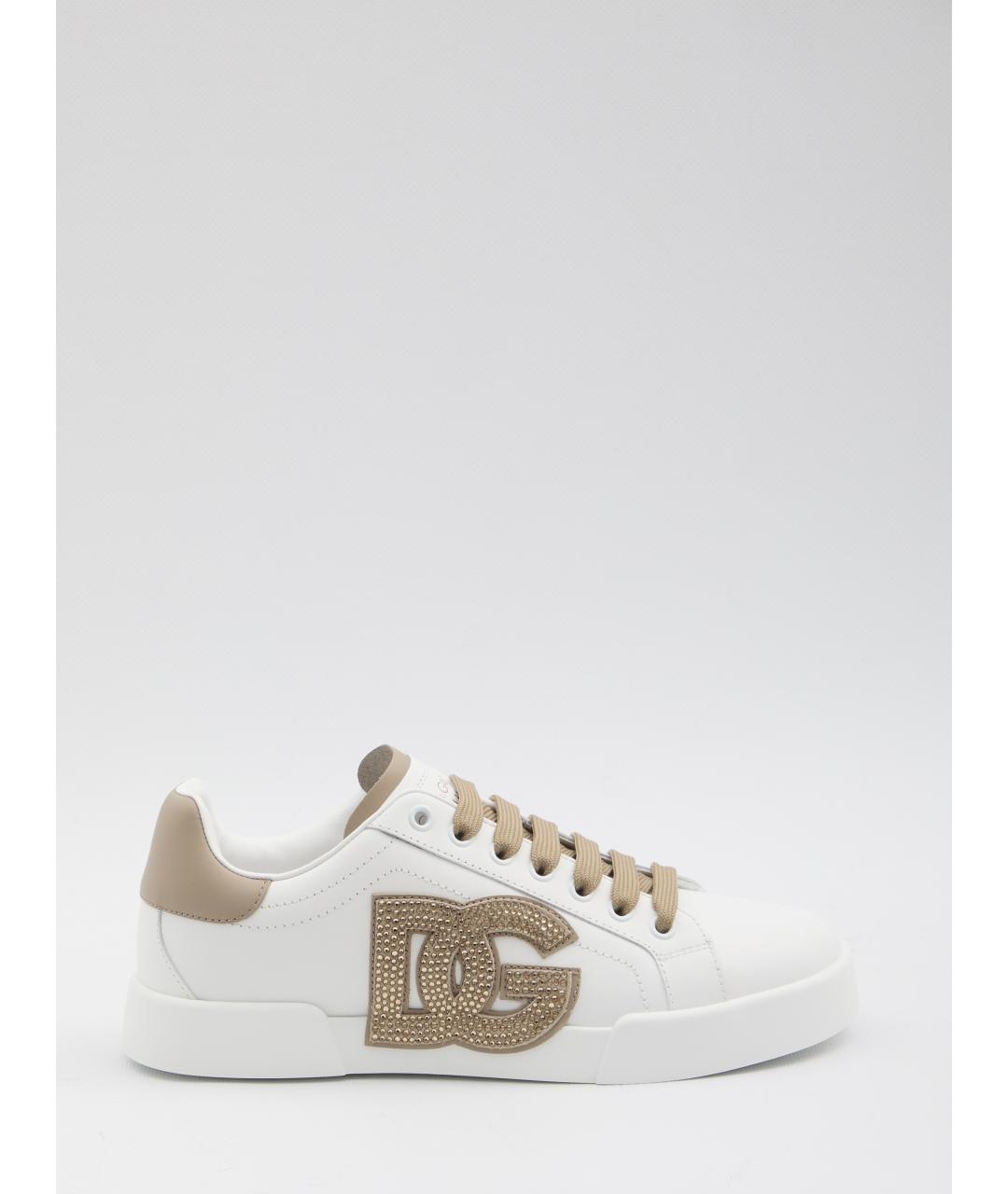 DOLCE&GABBANA Белые кожаные кеды, фото 3