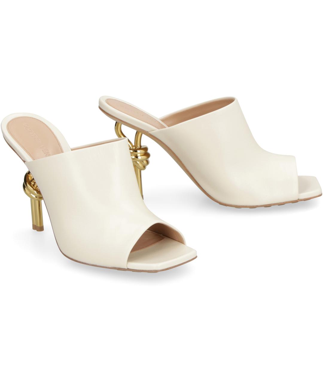 BOTTEGA VENETA Бежевые кожаные мюли, фото 2