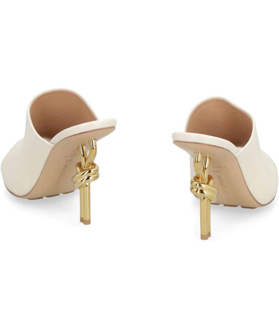 BOTTEGA VENETA Бежевые кожаные мюли, фото 3