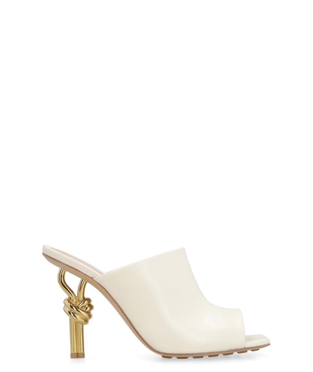 BOTTEGA VENETA Бежевые кожаные мюли, фото 1