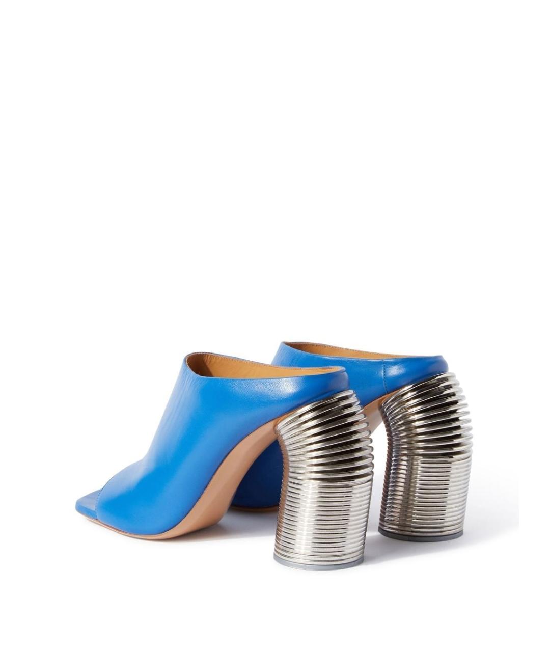 OFF-WHITE Синие кожаные мюли, фото 3