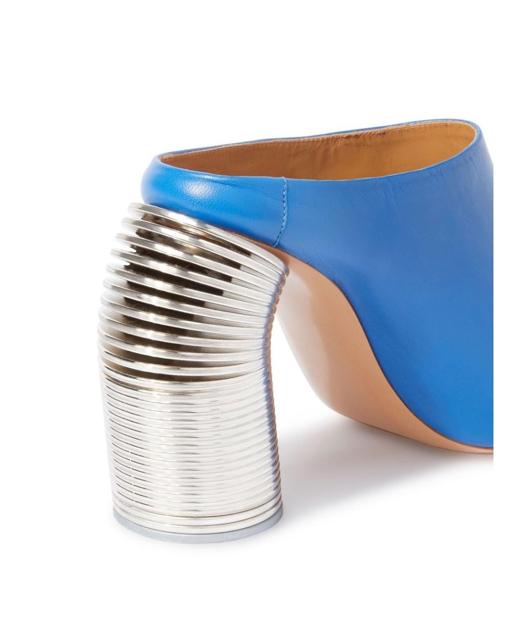 OFF-WHITE Синие кожаные мюли, фото 5