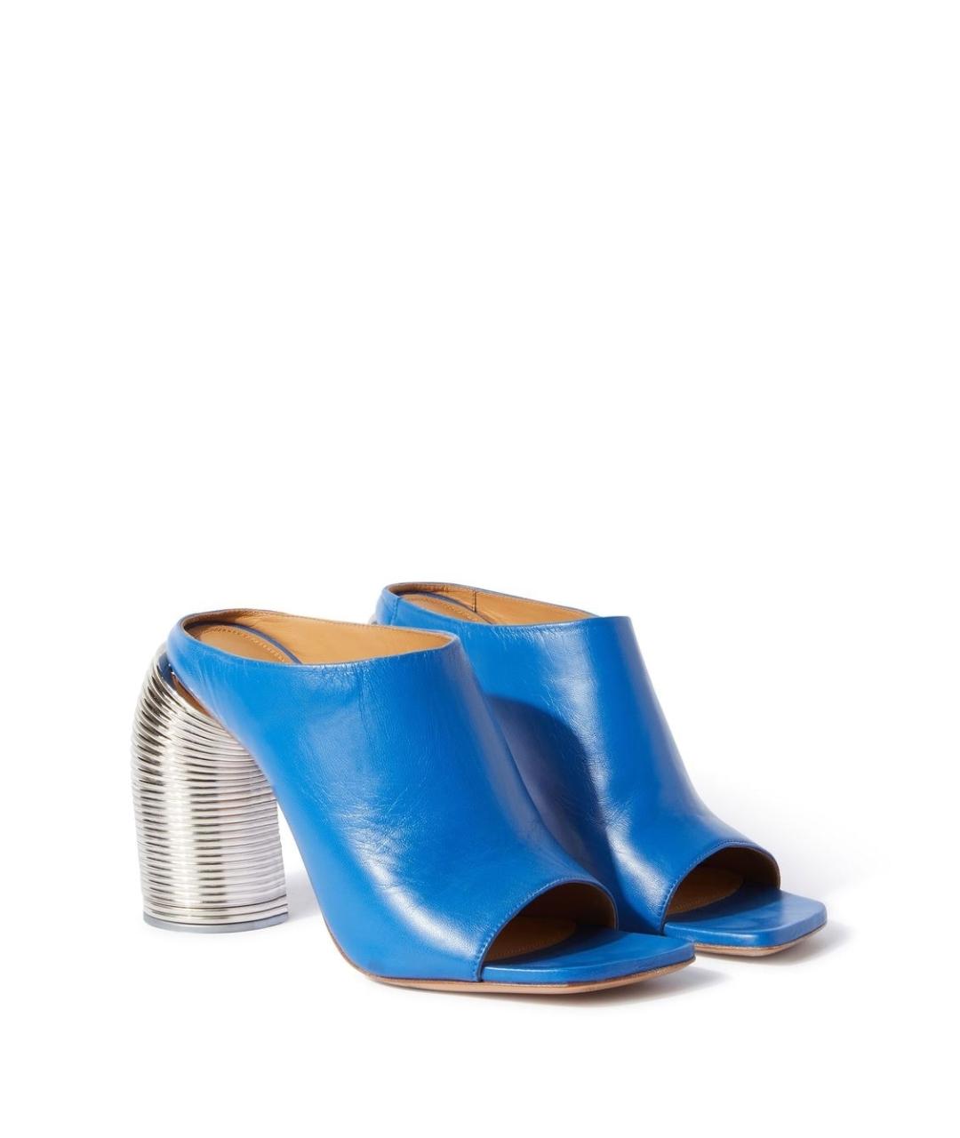 OFF-WHITE Синие кожаные мюли, фото 2