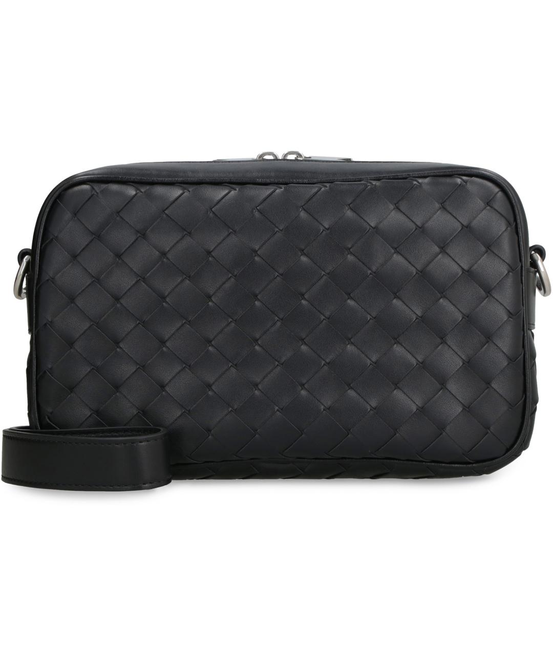 BOTTEGA VENETA Черная кожаная сумка на плечо, фото 2