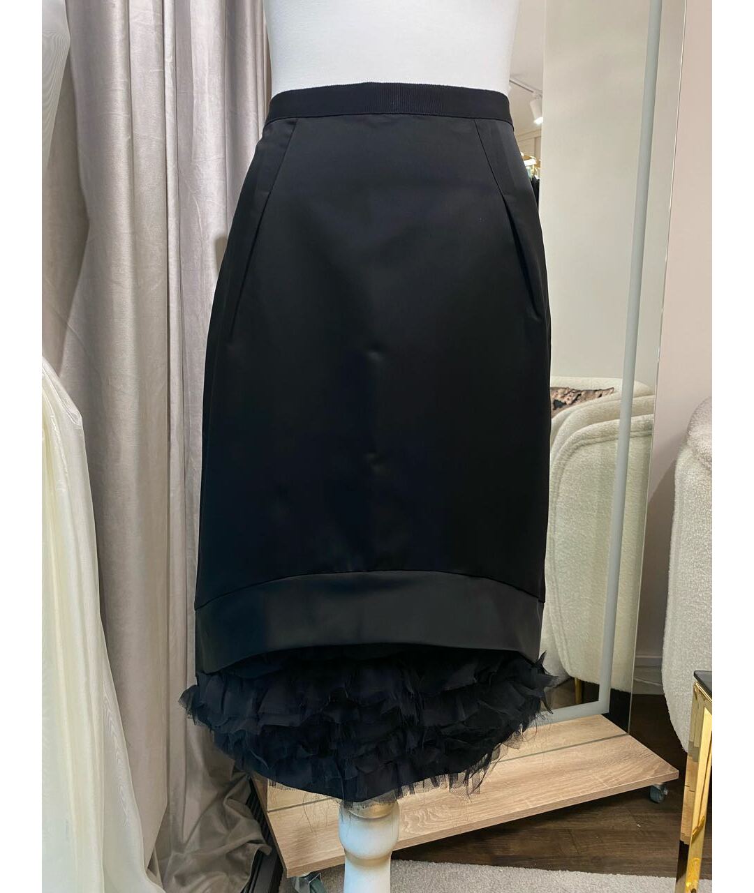 VALENTINO ROMA Черная полиэстеровая юбка миди, фото 5