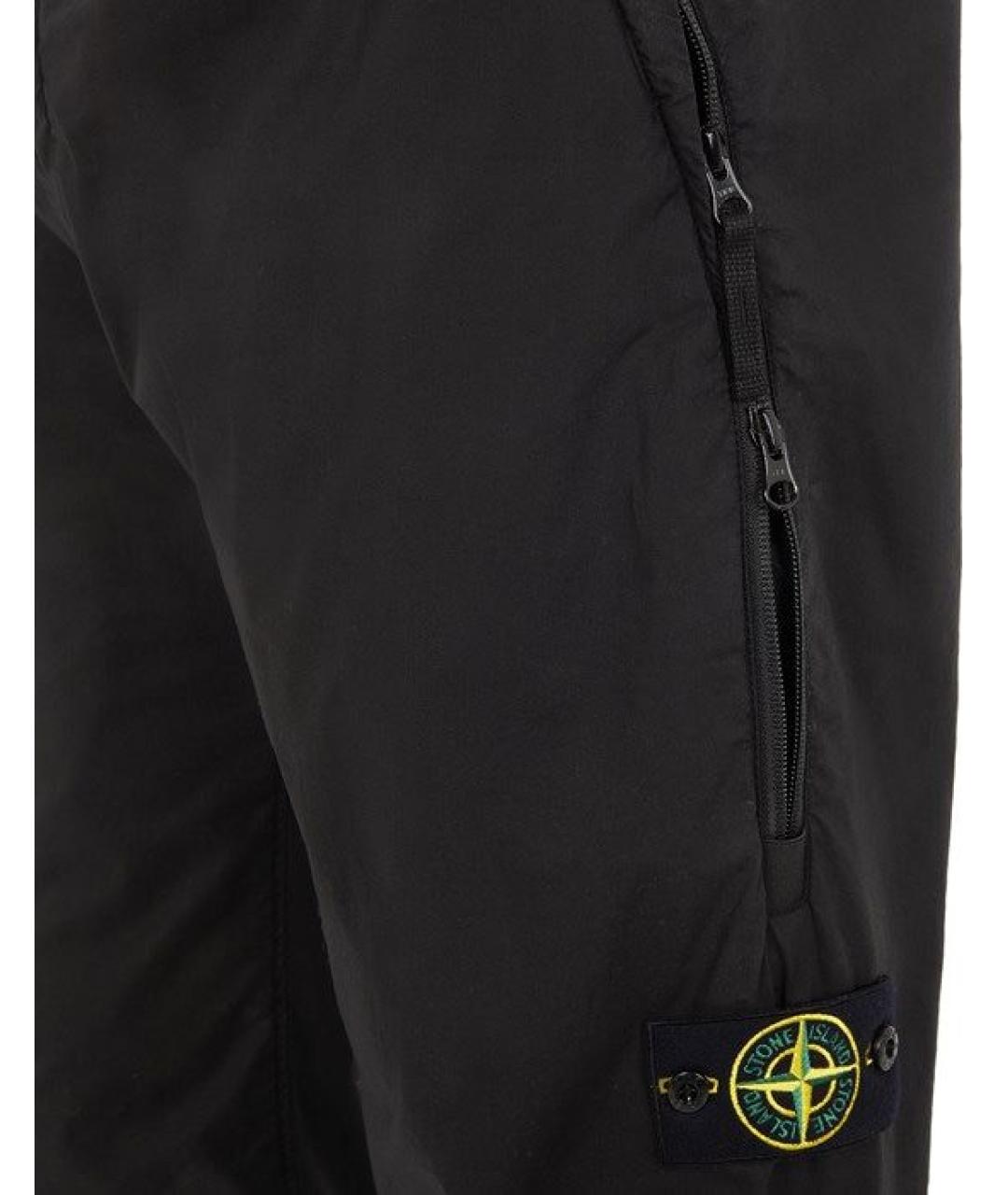 STONE ISLAND Черные хлопковые повседневные брюки, фото 3