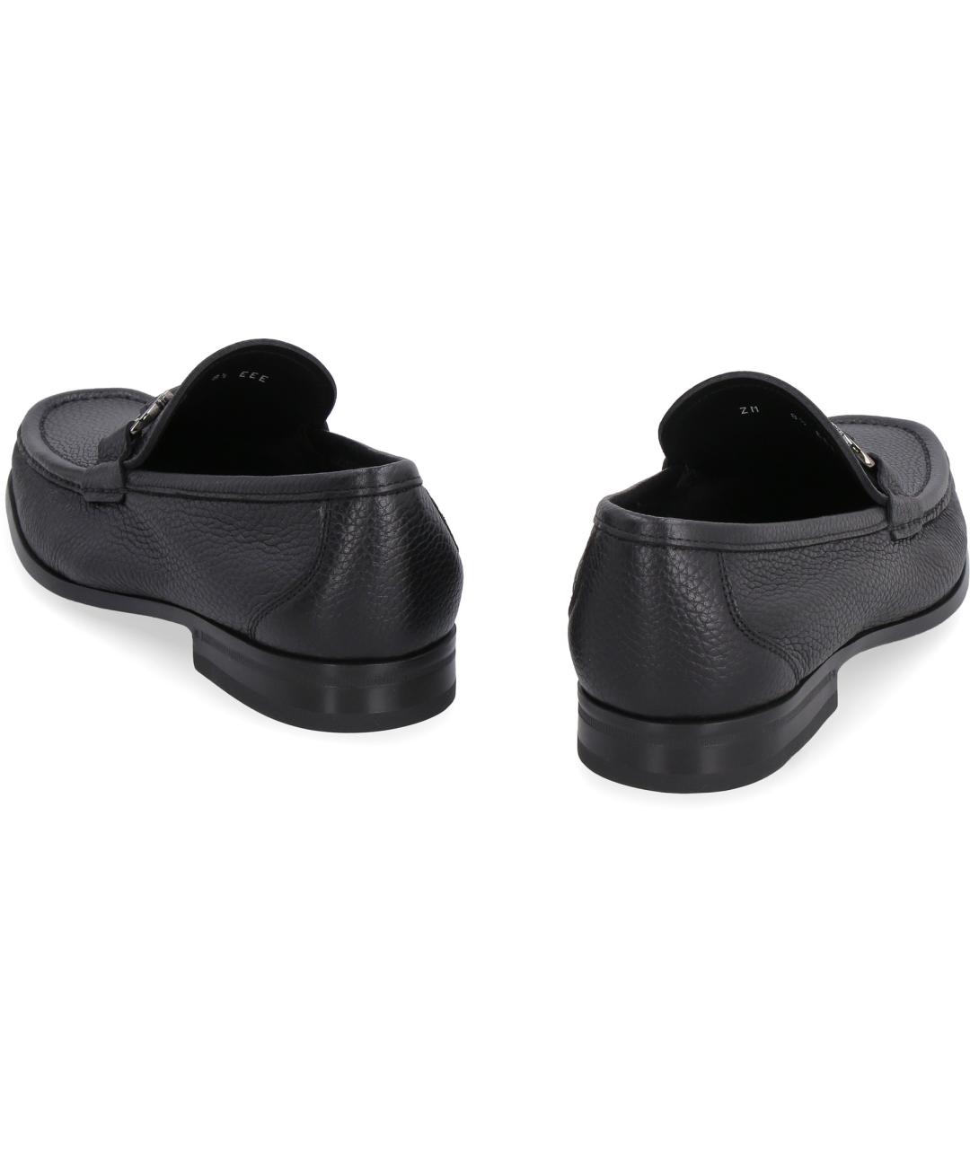 FERRAGAMO Черные кожаные лоферы, фото 3