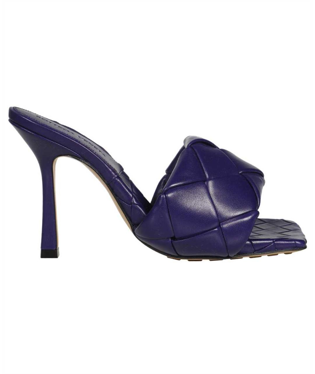 BOTTEGA VENETA Фиолетовые кожаные мюли, фото 1