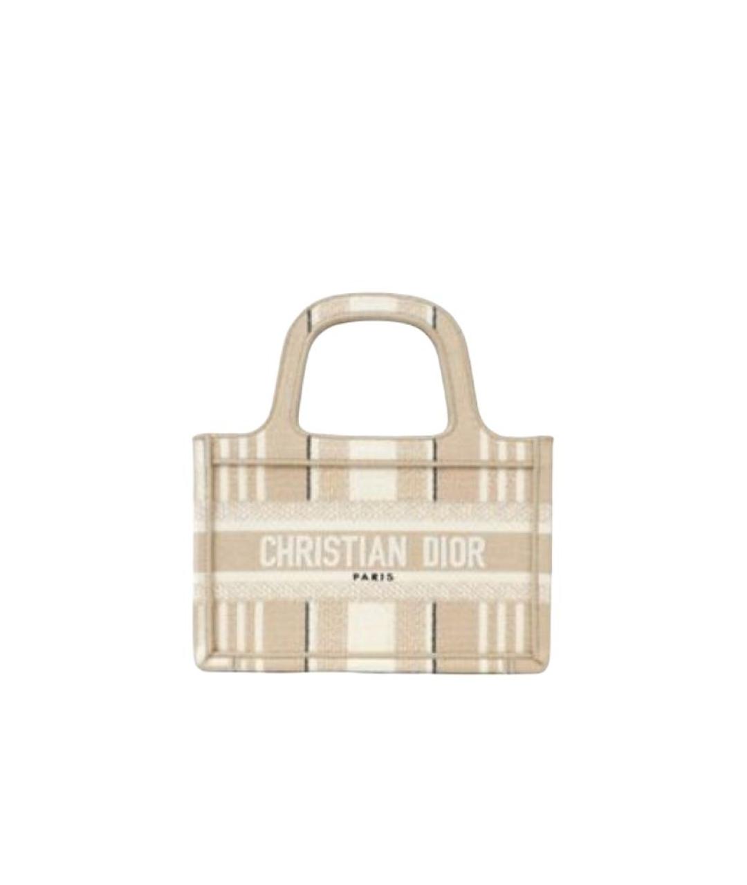CHRISTIAN DIOR Бежевая тканевая сумка тоут, фото 1
