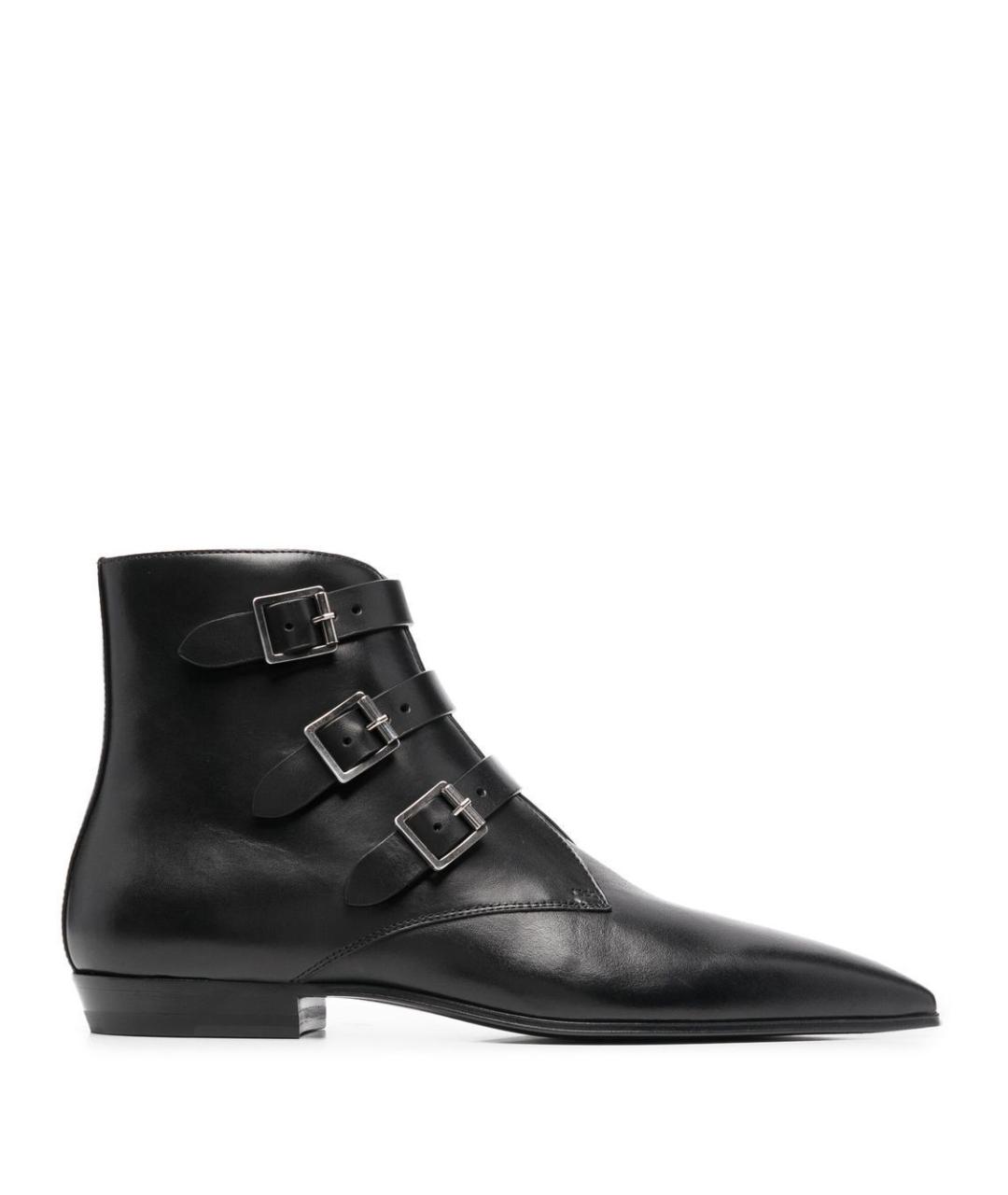 SAINT LAURENT Черные кожаные высокие ботинки, фото 1