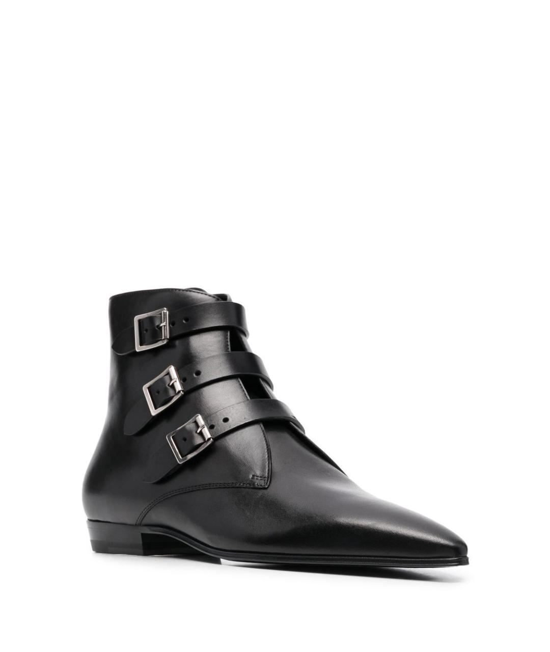 SAINT LAURENT Черные кожаные высокие ботинки, фото 2