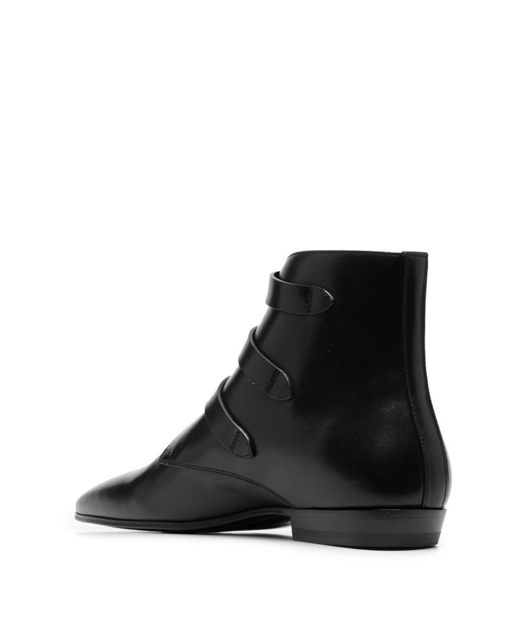 SAINT LAURENT Черные кожаные высокие ботинки, фото 3