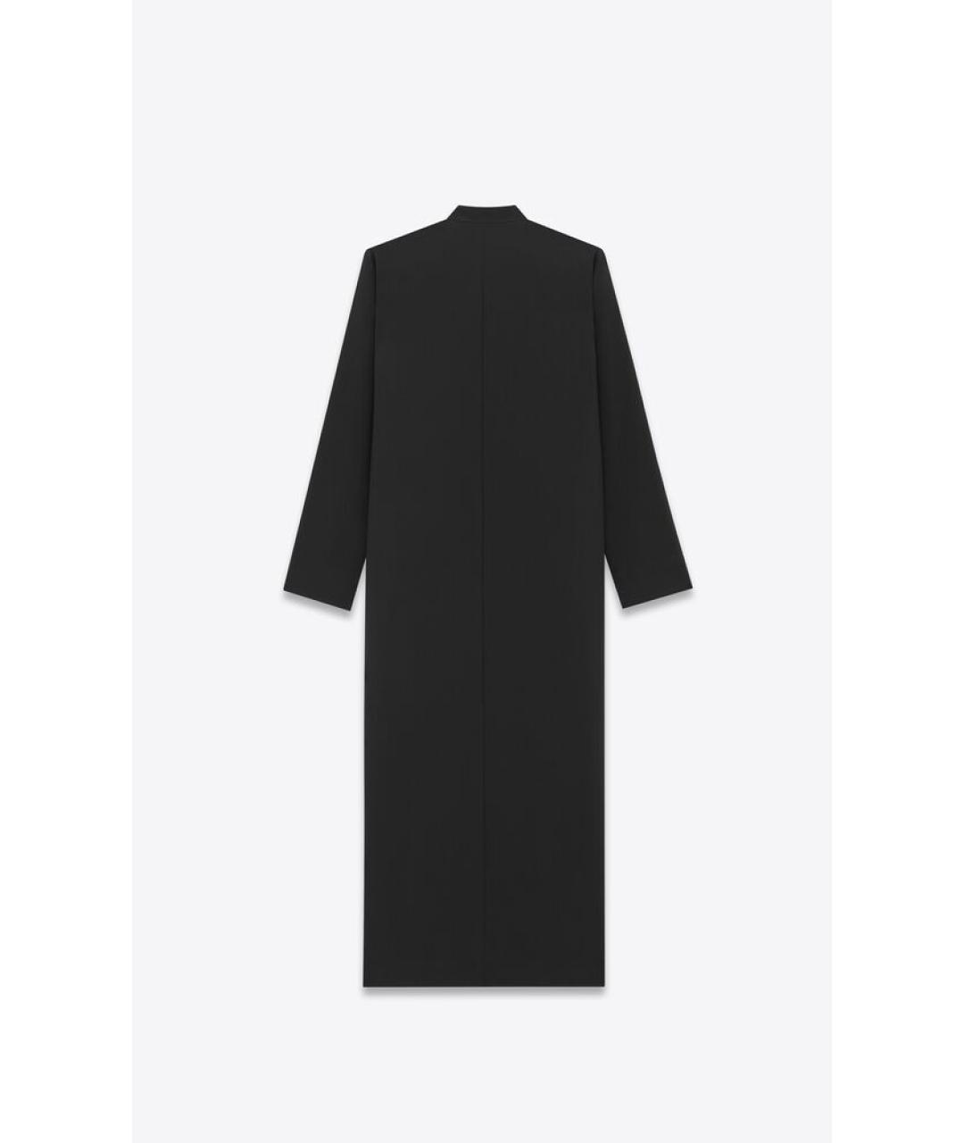 SAINT LAURENT Черный шерстяной тренч / плащ, фото 2